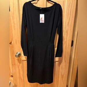 Pretty Garden women’s long sleeve black dress with pockets size XL NWT